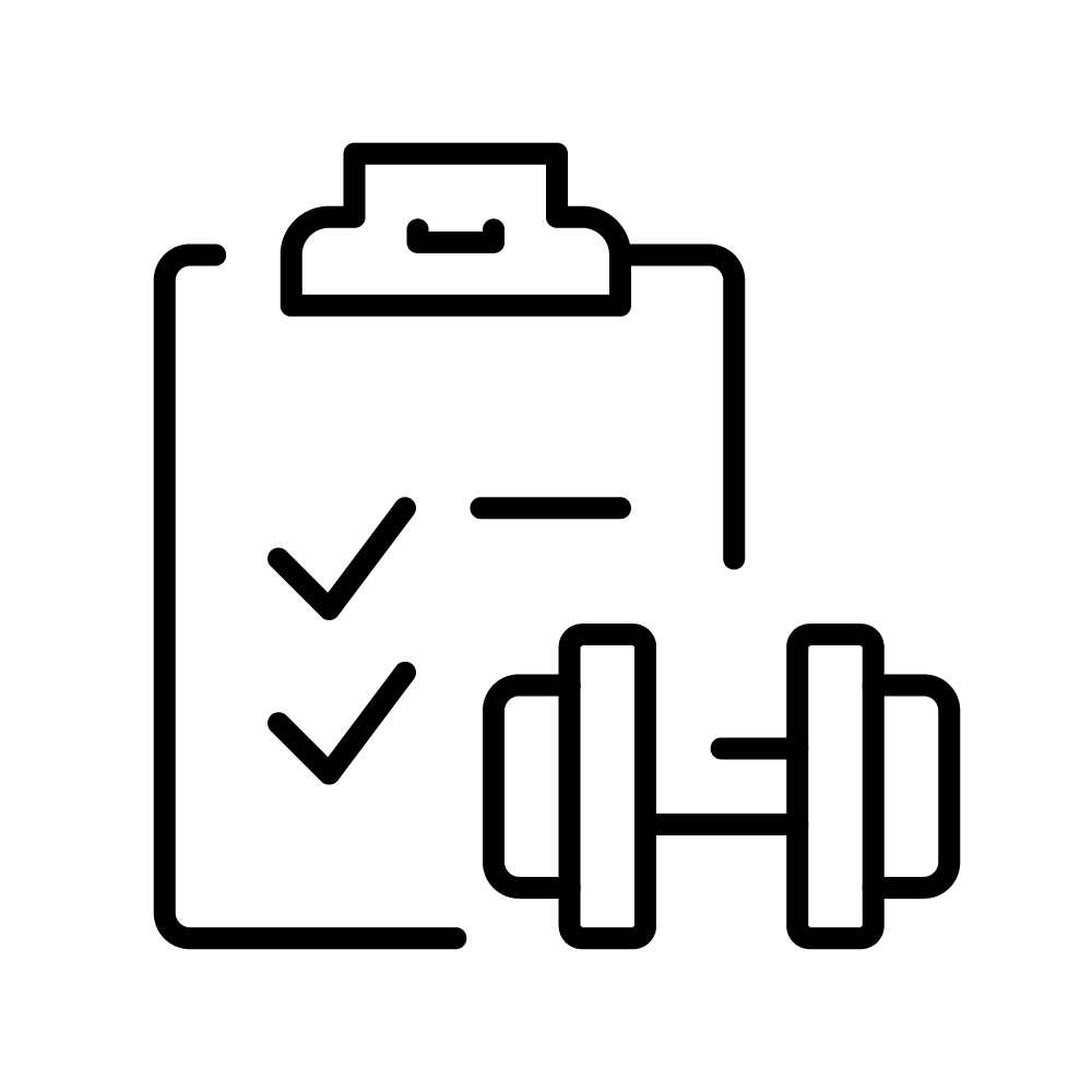 Clipboard and weight icon for Personal Training