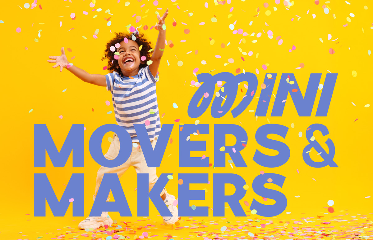 Happy child with confetti - Mini movers and makers