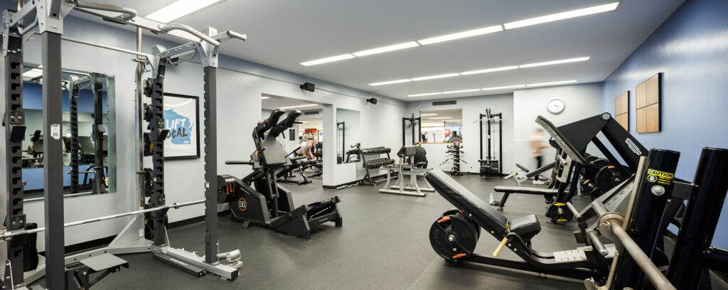 The weight room in the upper fitness center at the WAC West Allis