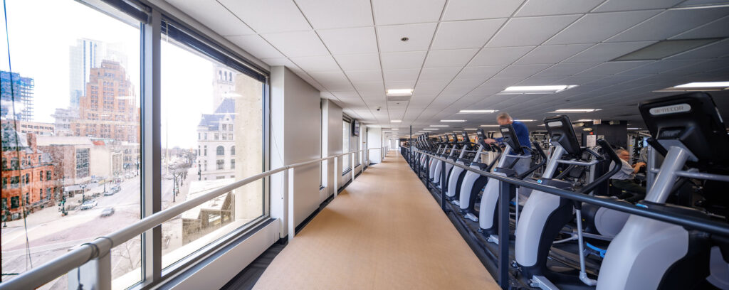 Indoor Track and cardio machines at the WAC Downtown Milwaukee
