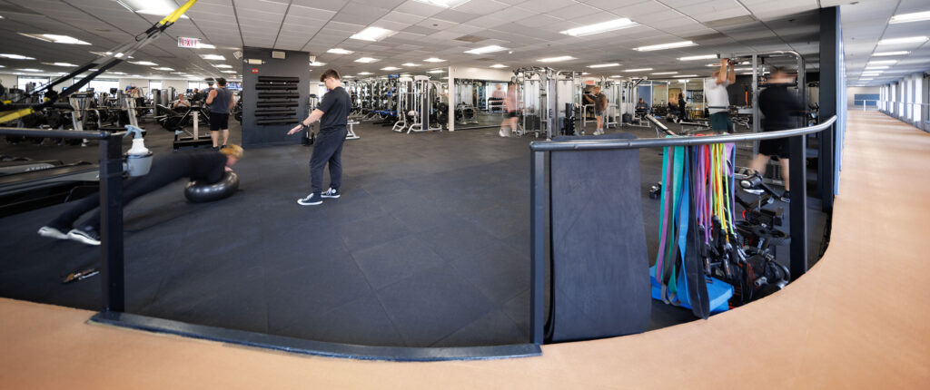Indoor track and weight equipment at the WAC Downtown Milwaukee