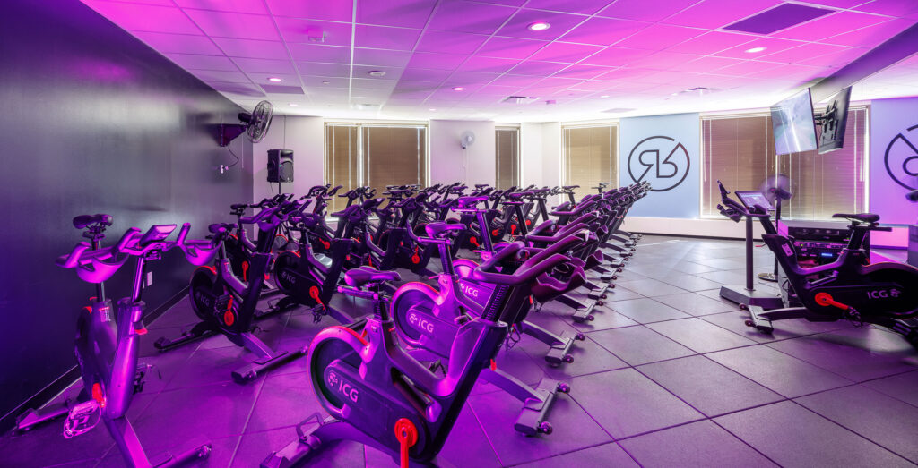 Indoor cycling studio at the WAC Downtown Milwaukee