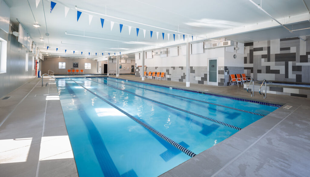 Indoor lap pool and whirlpool at the WAC Brookfield.