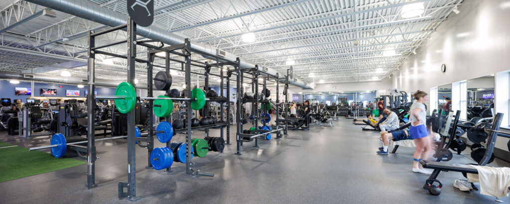 Weight racks and equipment at the WAC North Shore