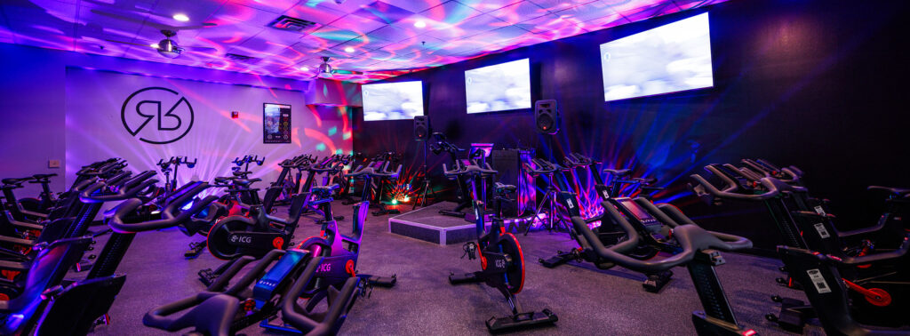 Indoor cycling studio at the WAC North Shore