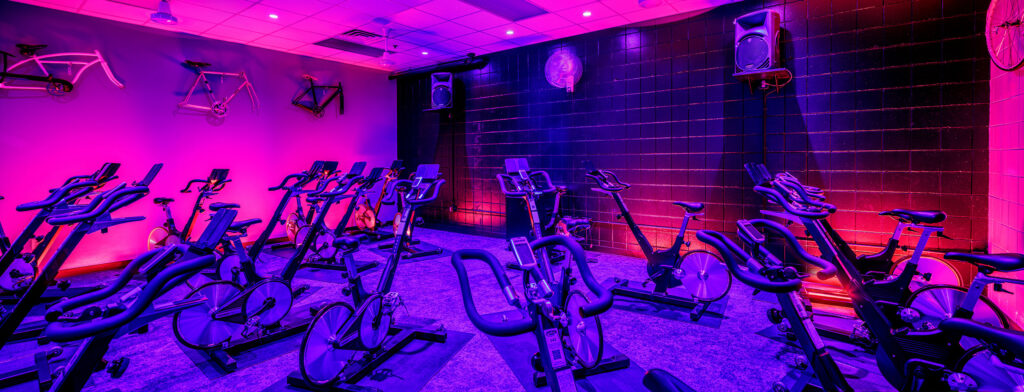 Indoor cycle studio at the WAC Greenfield
