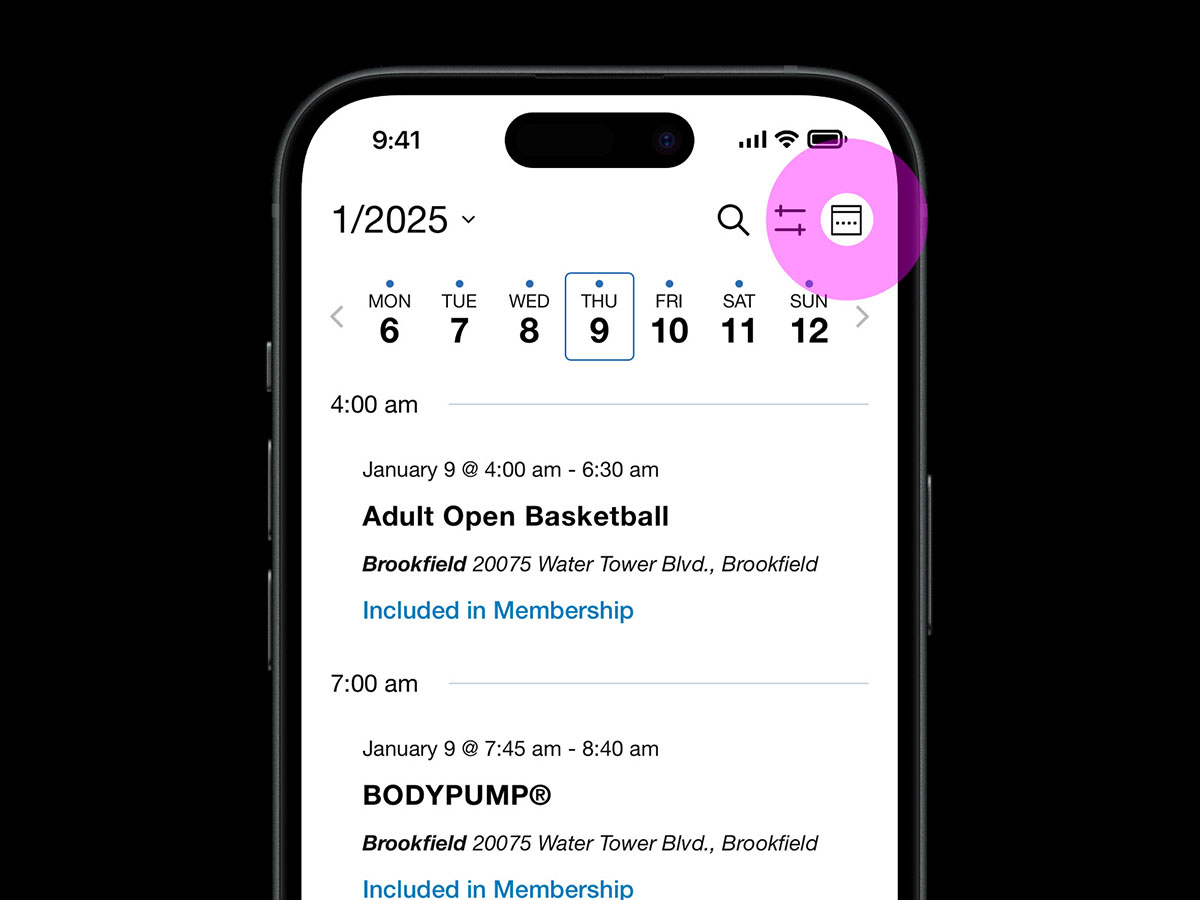 Scheduler on mobile phone - Week View