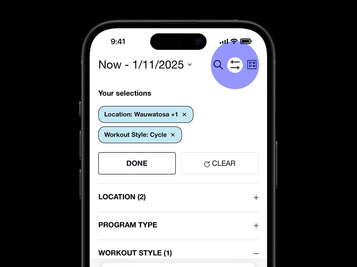 Scheduler on mobile phone - Filters