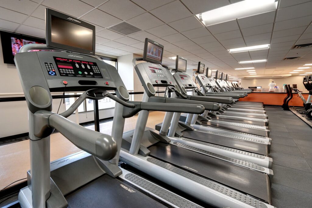 Treadmills in a fitness center health club