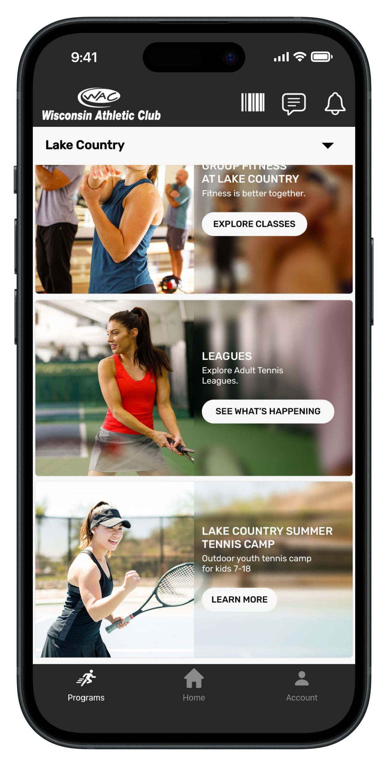 Image of the WAC+ app on a smartphone