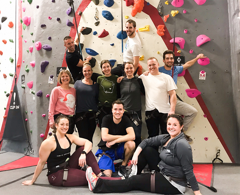Rock climbing team outing